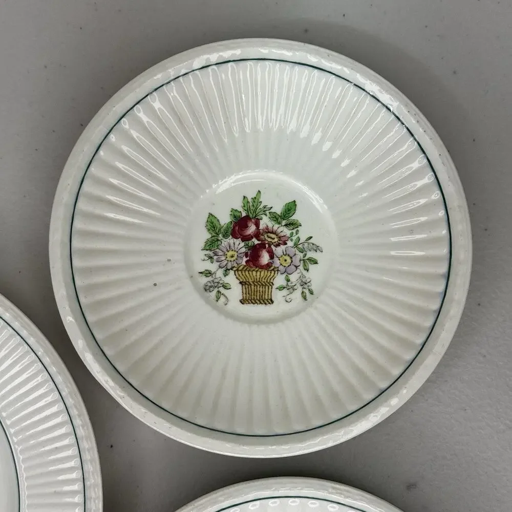 Wedgwood Belmar Plates Set 1917 Antique Dinnerware Floral Basket
